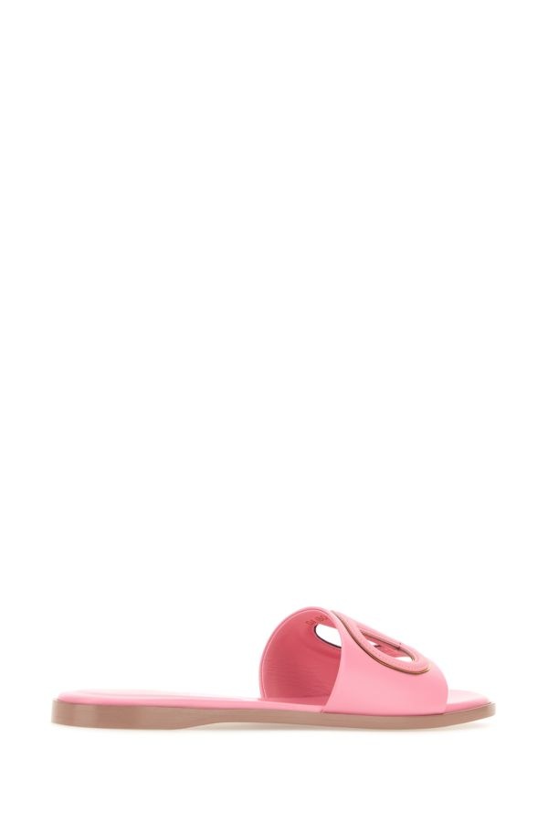 Pink leather VLogo slippers - 3