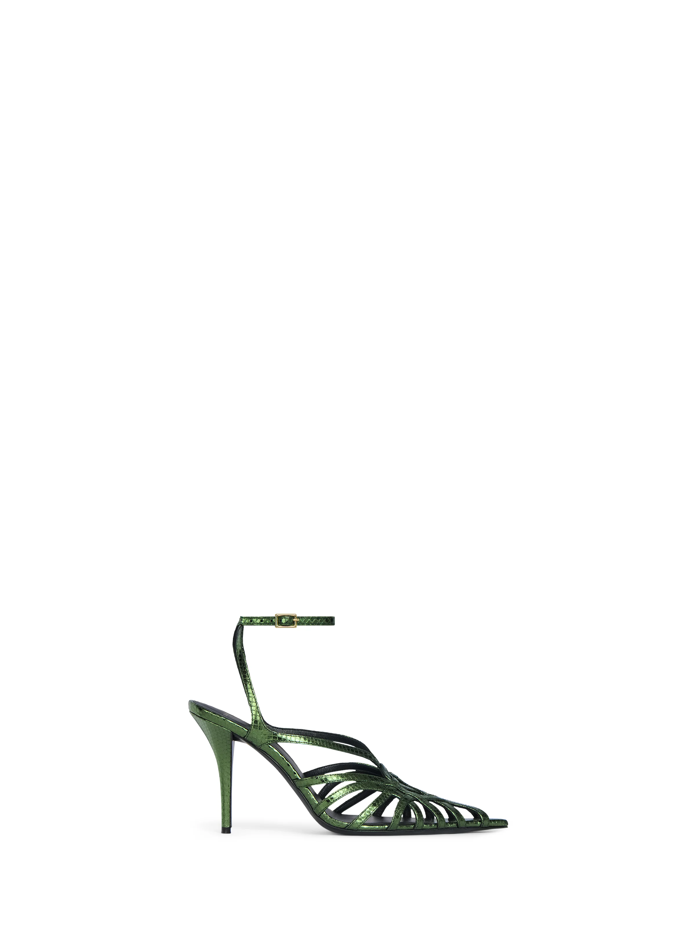Python-effect leather Cage sandals - 1