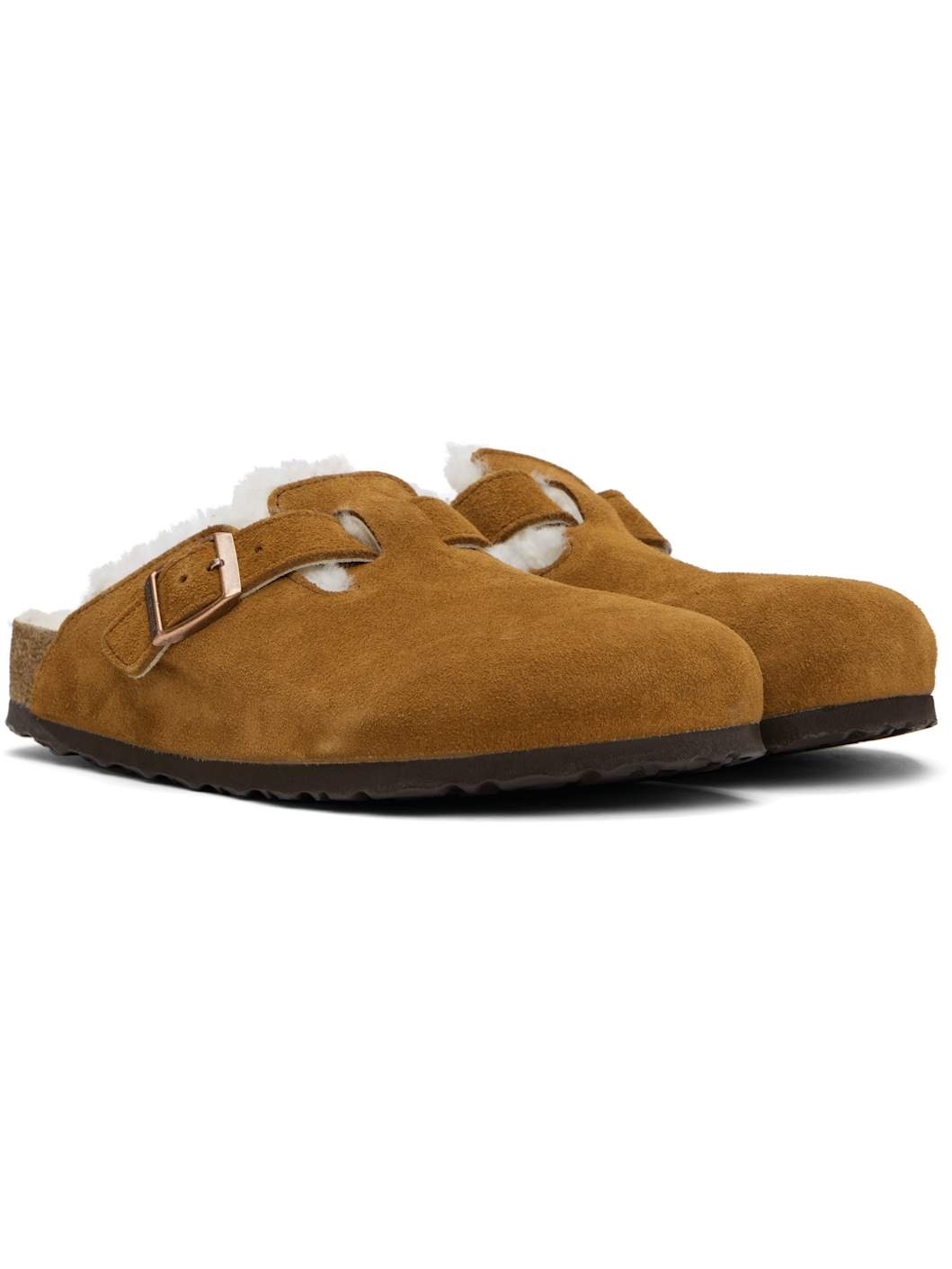 Tan Regular Boston Shearling Slip-on Loafers - 4