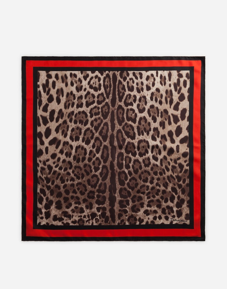 Twill foulard with leopard print 70 x 70cm- 275 x 275 inches - 1