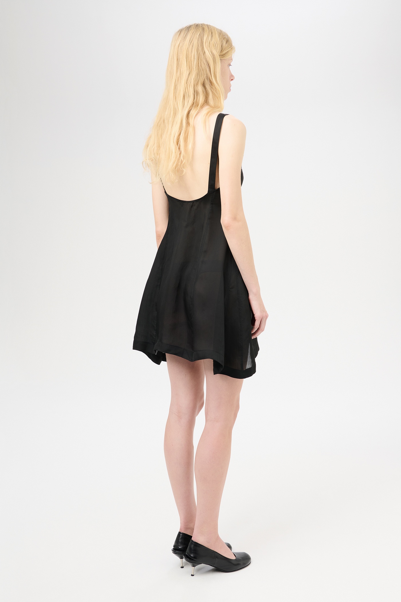 Apron Dress Noir Stripe Sheer Viscose Silk - 5