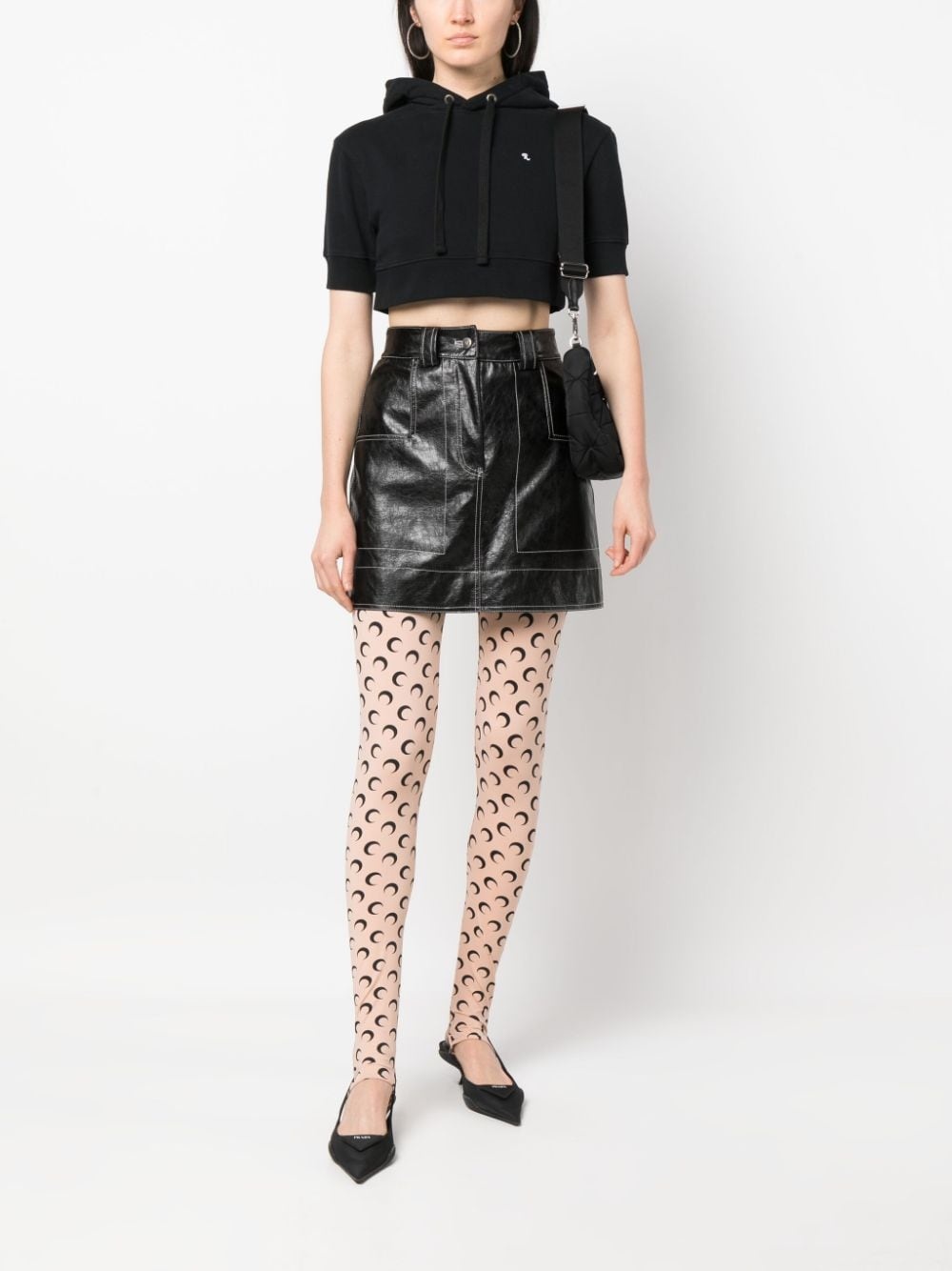 cropped short-sleeve hoodie - 2
