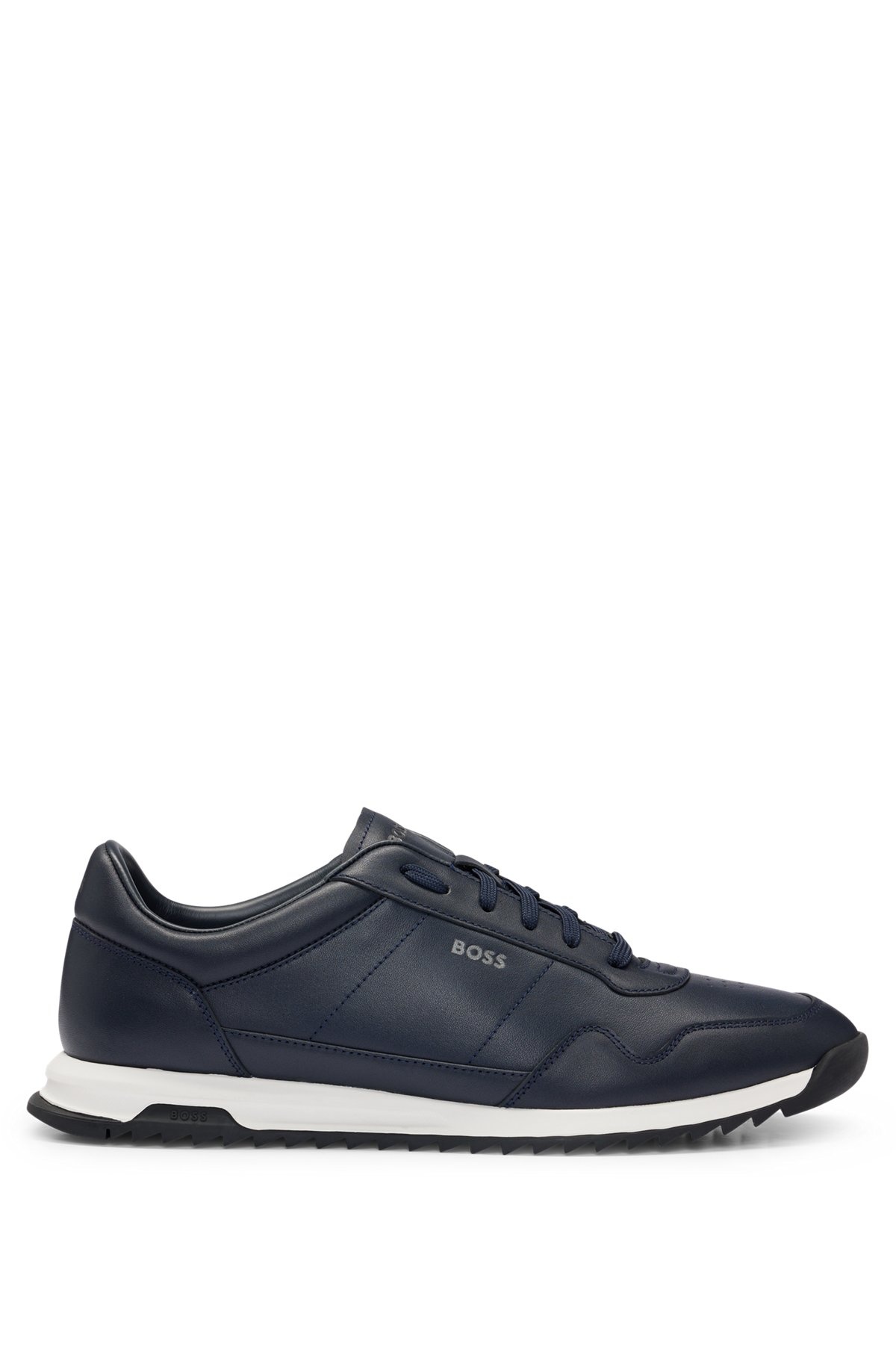 LEATHER TRAINERS WITH KNURLED SOLE AND SIGNATURE DETAILS - 1
