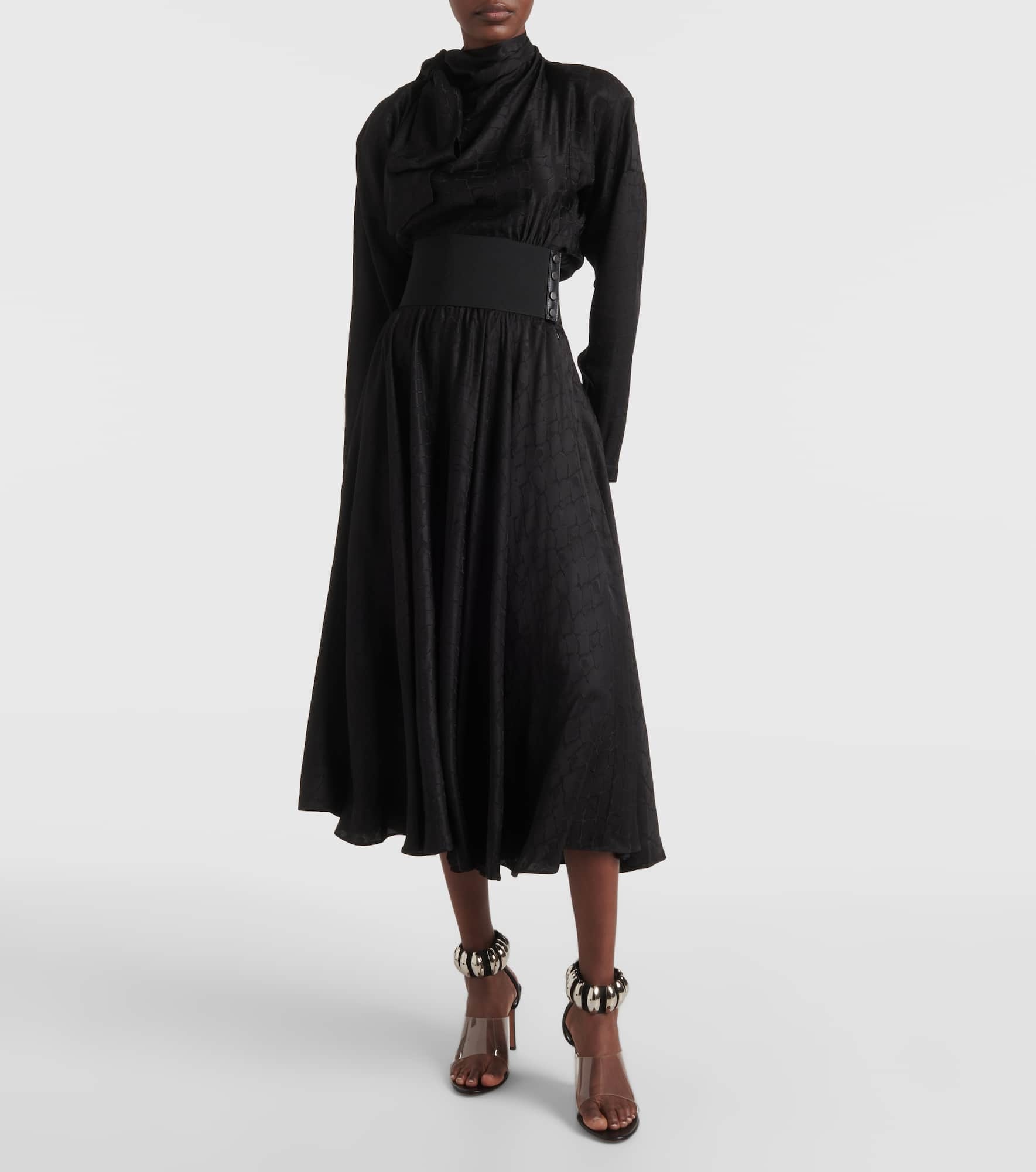 Tie-neck silk-blend midi dress - 2