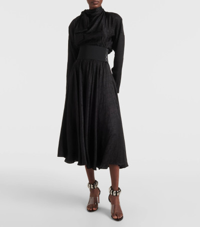 Alaïa Tie-neck silk-blend midi dress outlook