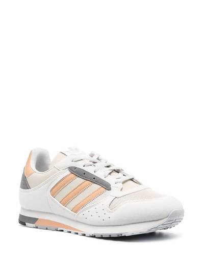 adidas three-stripe faux leather trainers outlook