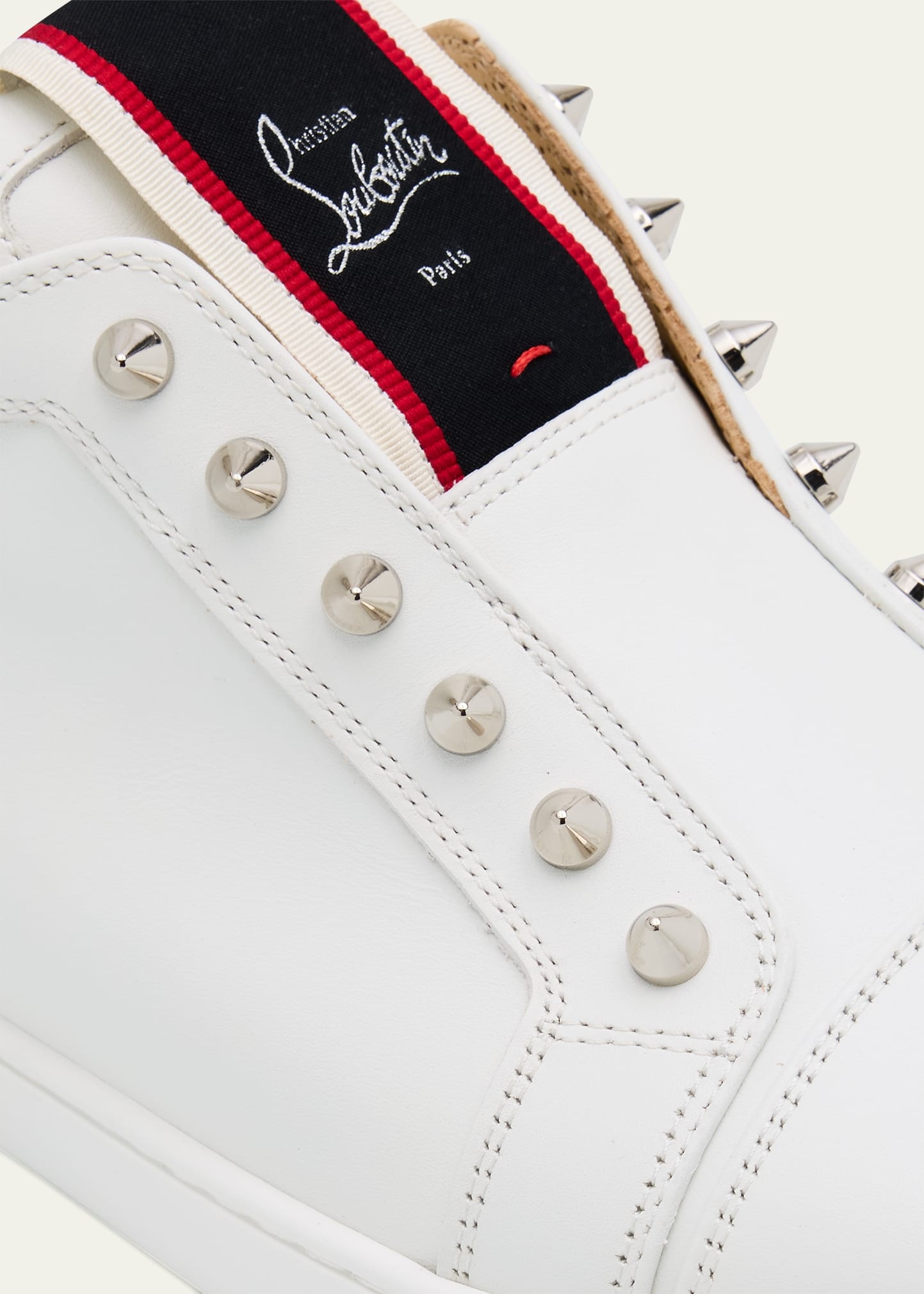Men's Spiked Leather Slip-On Sneakers - 6