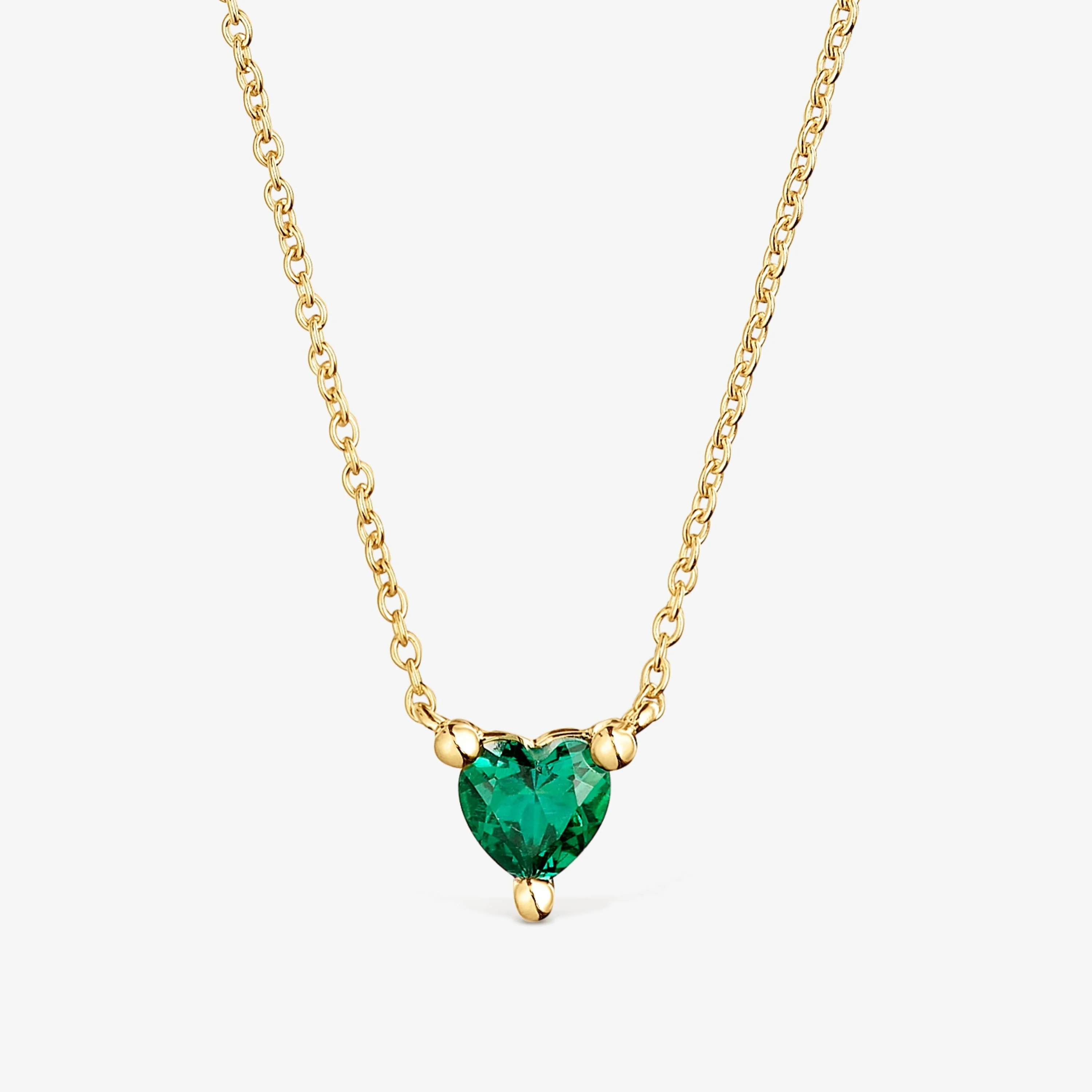 Short 18K gold vermeil Necklace with lab-grown emerald Garden of Love LGG - 1