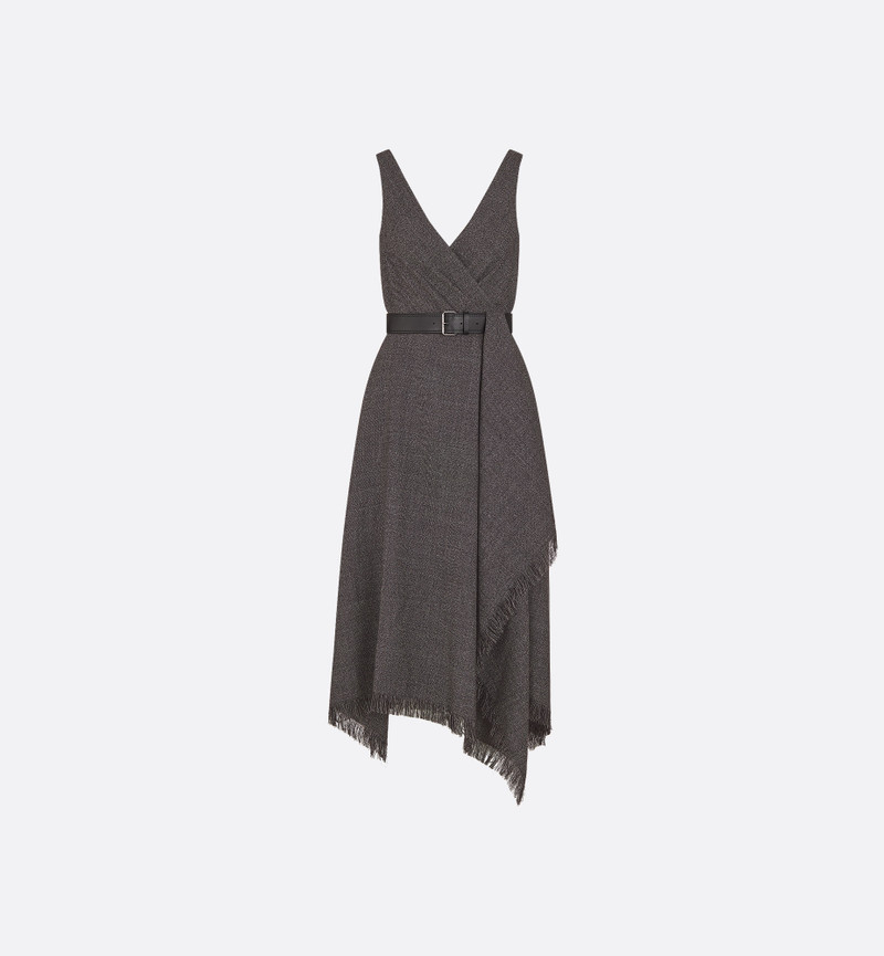 Mid-Length Draped Dress with Belt 1