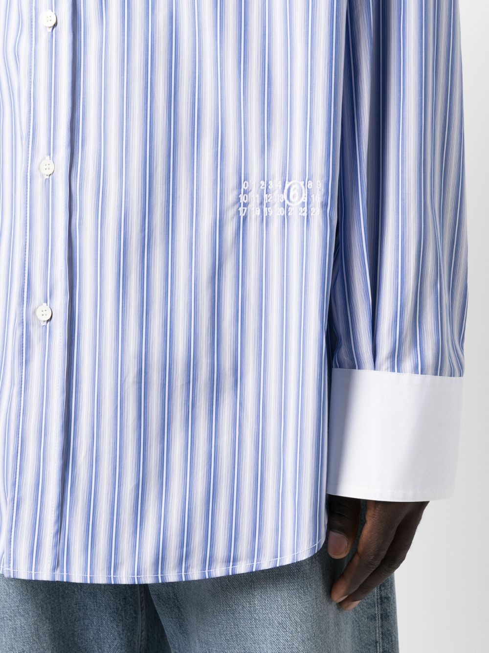 logo-embroidered striped cotton shirt - 5