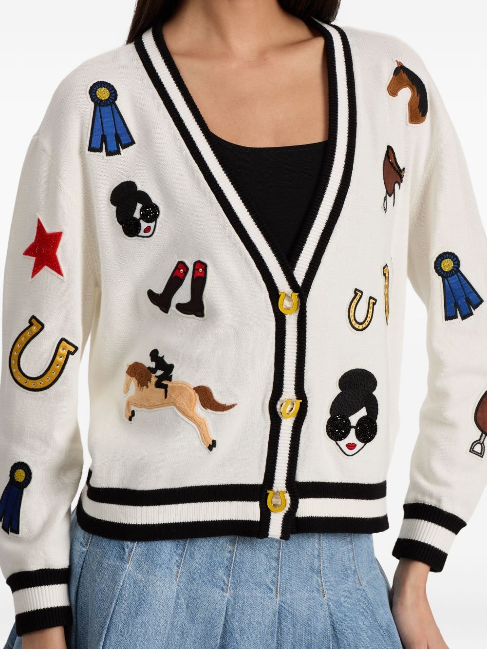 equestrian-motif cardigan - 5