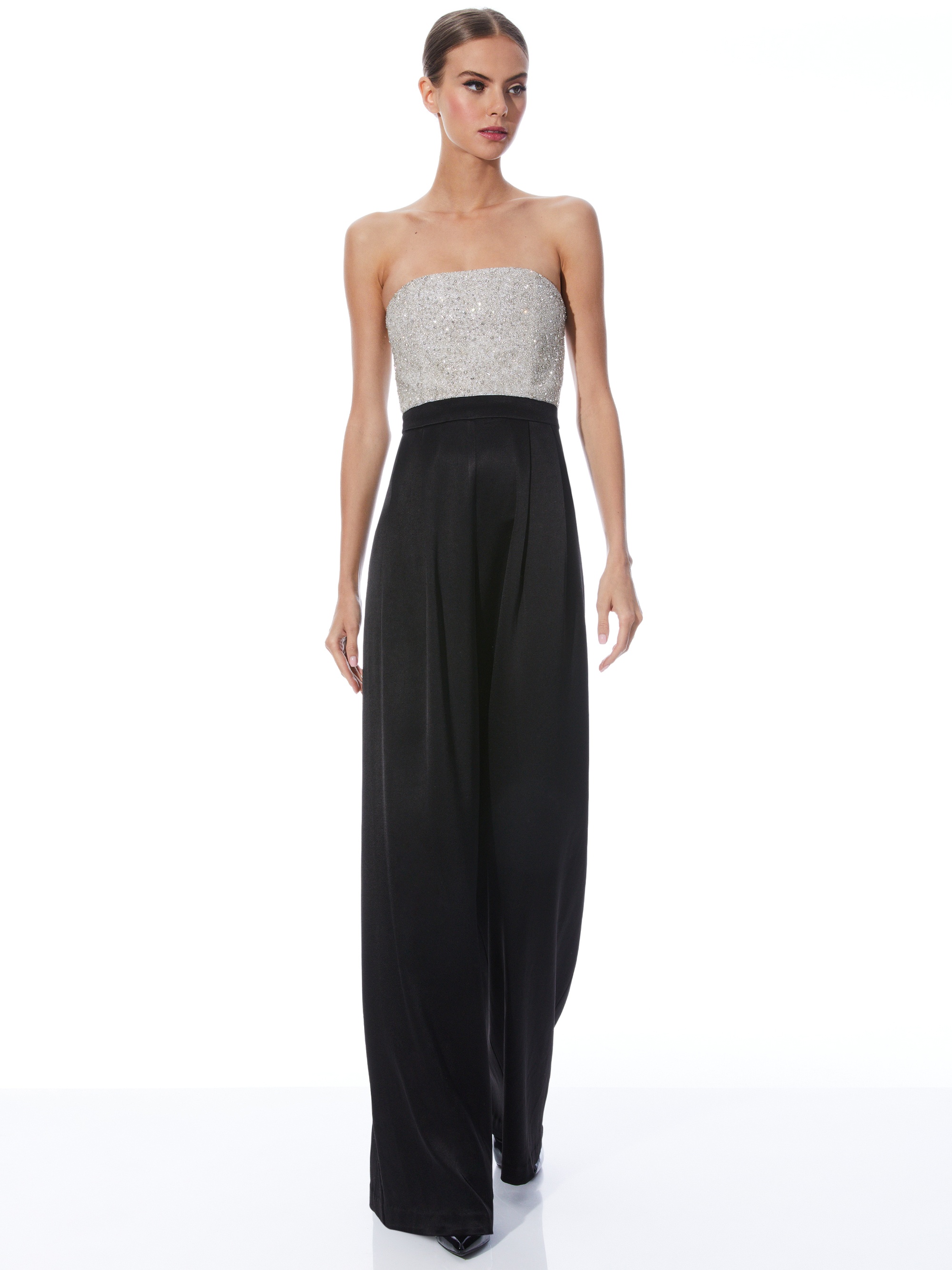 BERNA EMBELLISHED BUSTIER WIDE LEG JUMPSUIT - 4