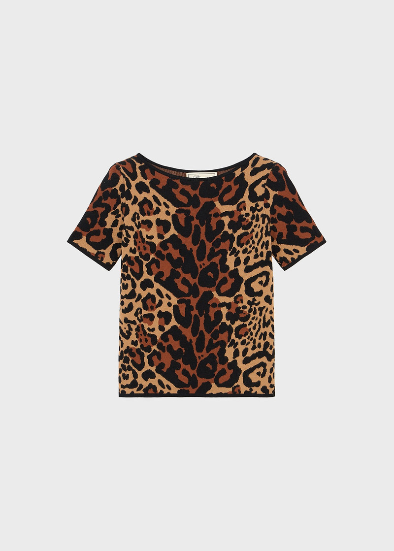 ANIMALIER PRINT VISCOSE SWEATER - 1