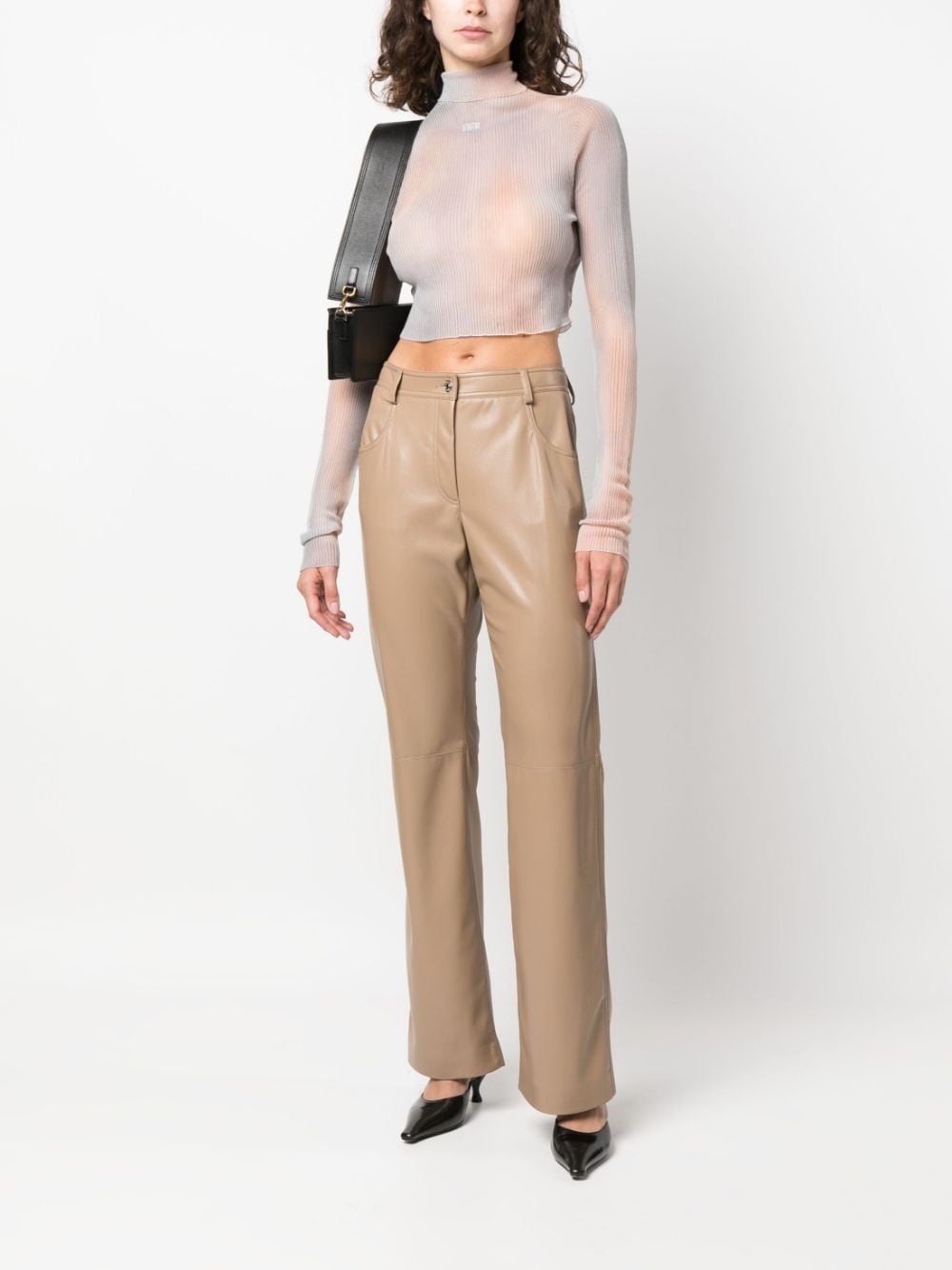 faux-leather straight-leg trousers - 2