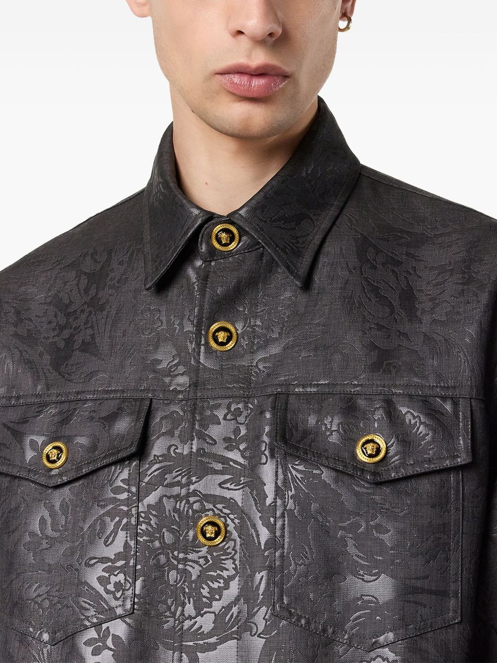 Barocco embossed shirt jacket - 5