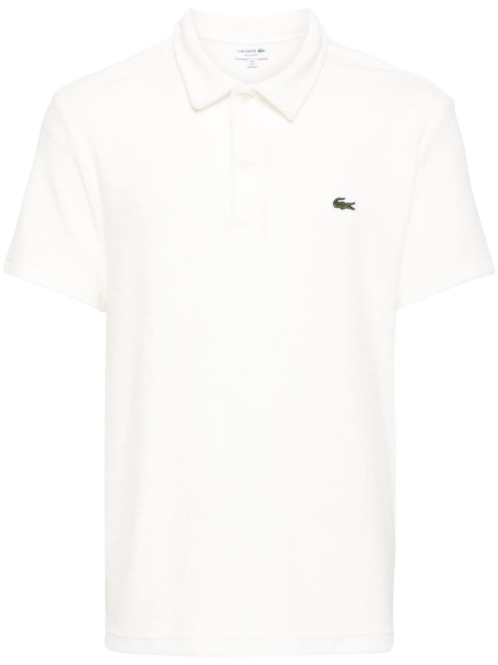 logo-appliquÃ© velvet polo shirt - 1