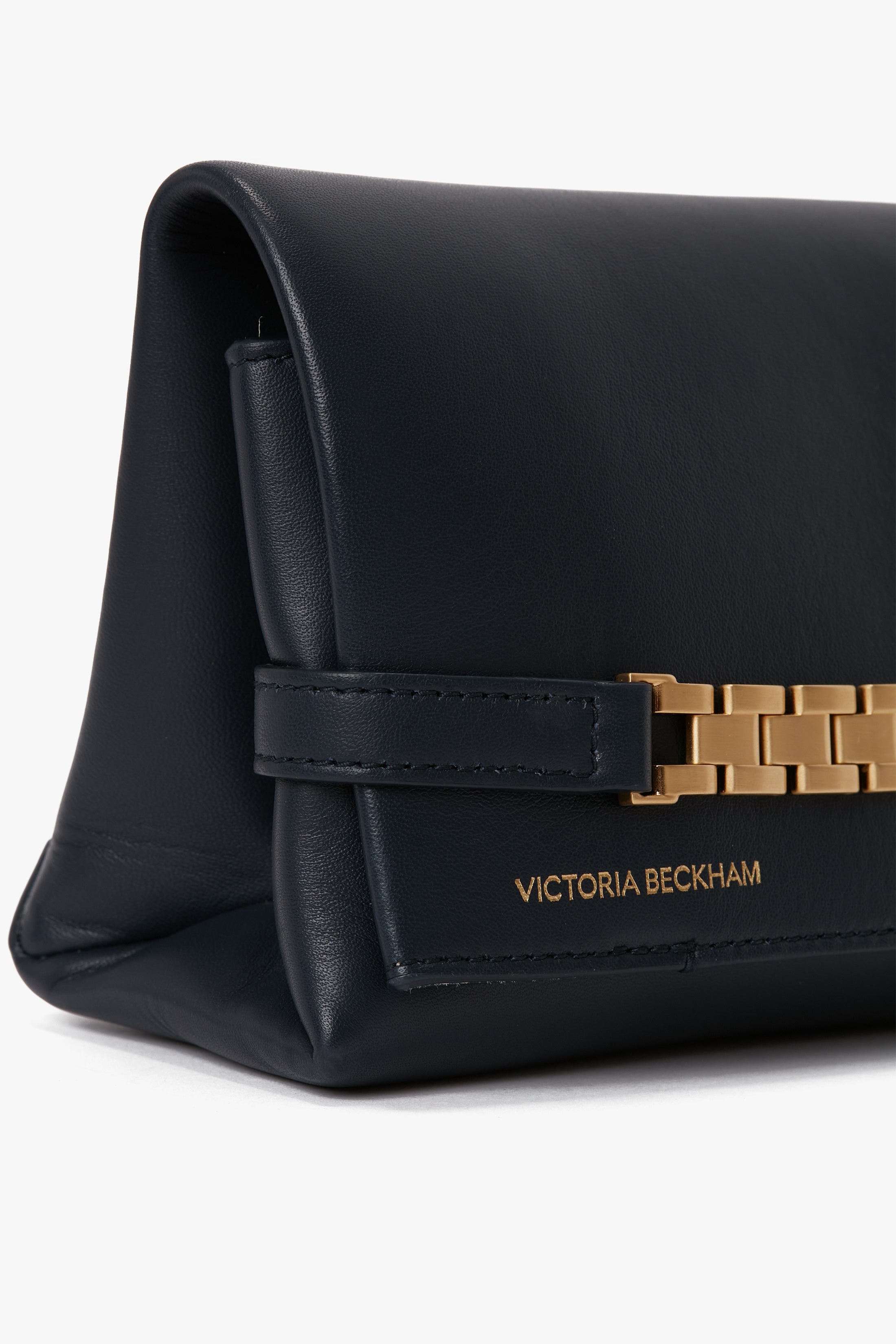 Mini Chain Pouch Bag With Long Strap In Navy Leather - 5