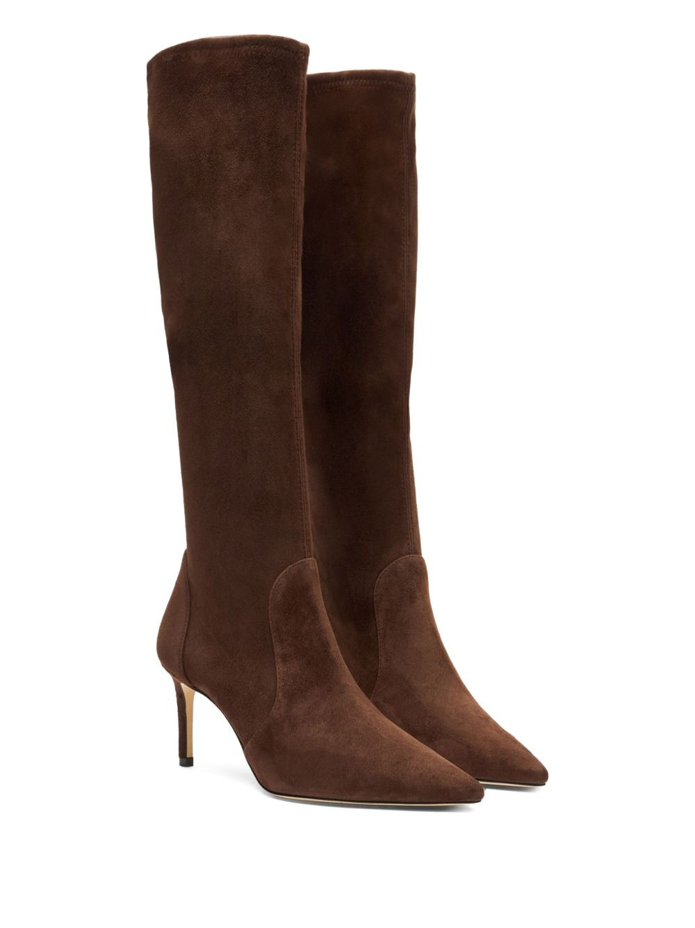 75MM suede pointed-toe knee-high boots - 2