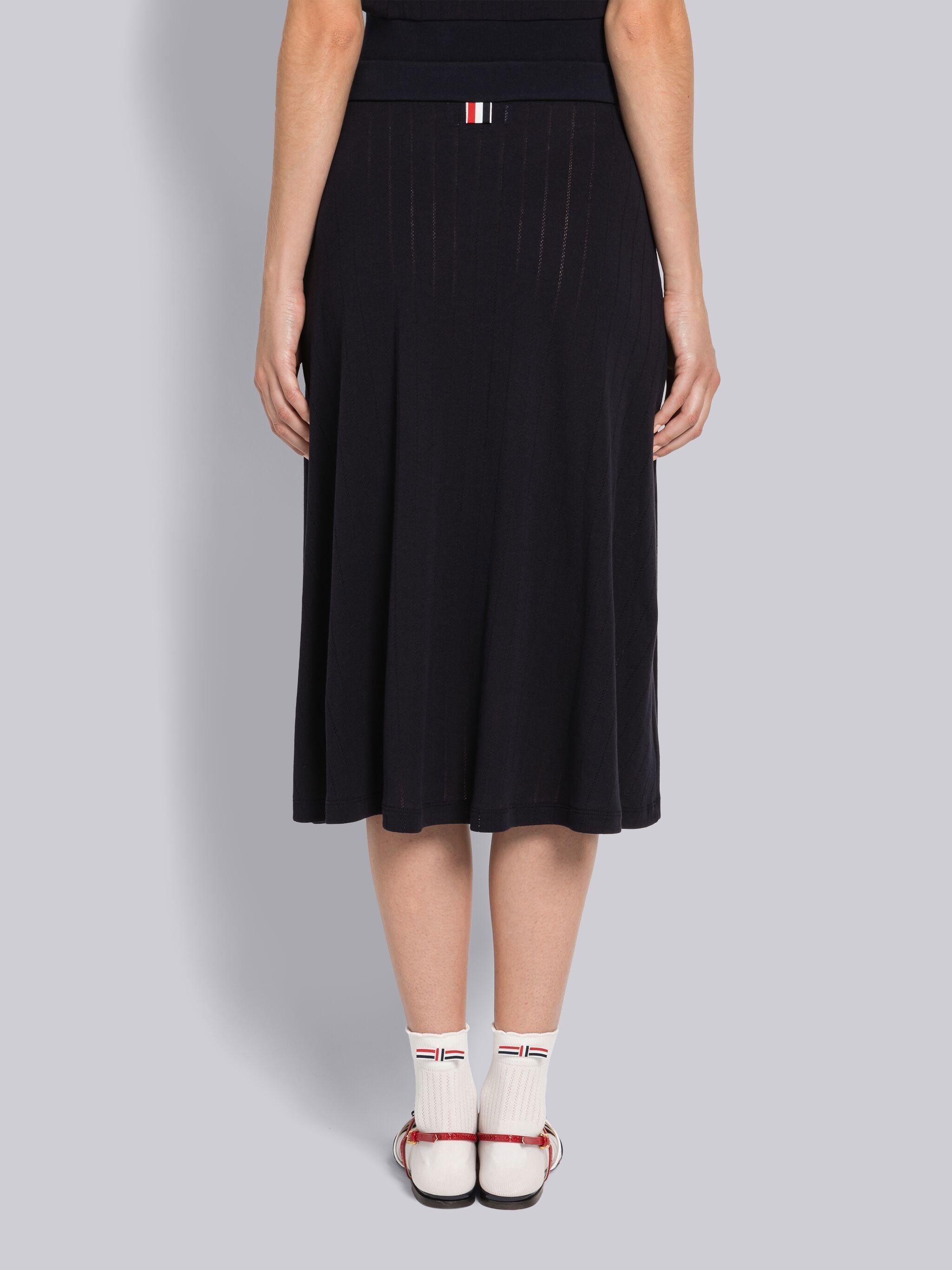 Pointelle Rib Below the Knee Skirt - 3