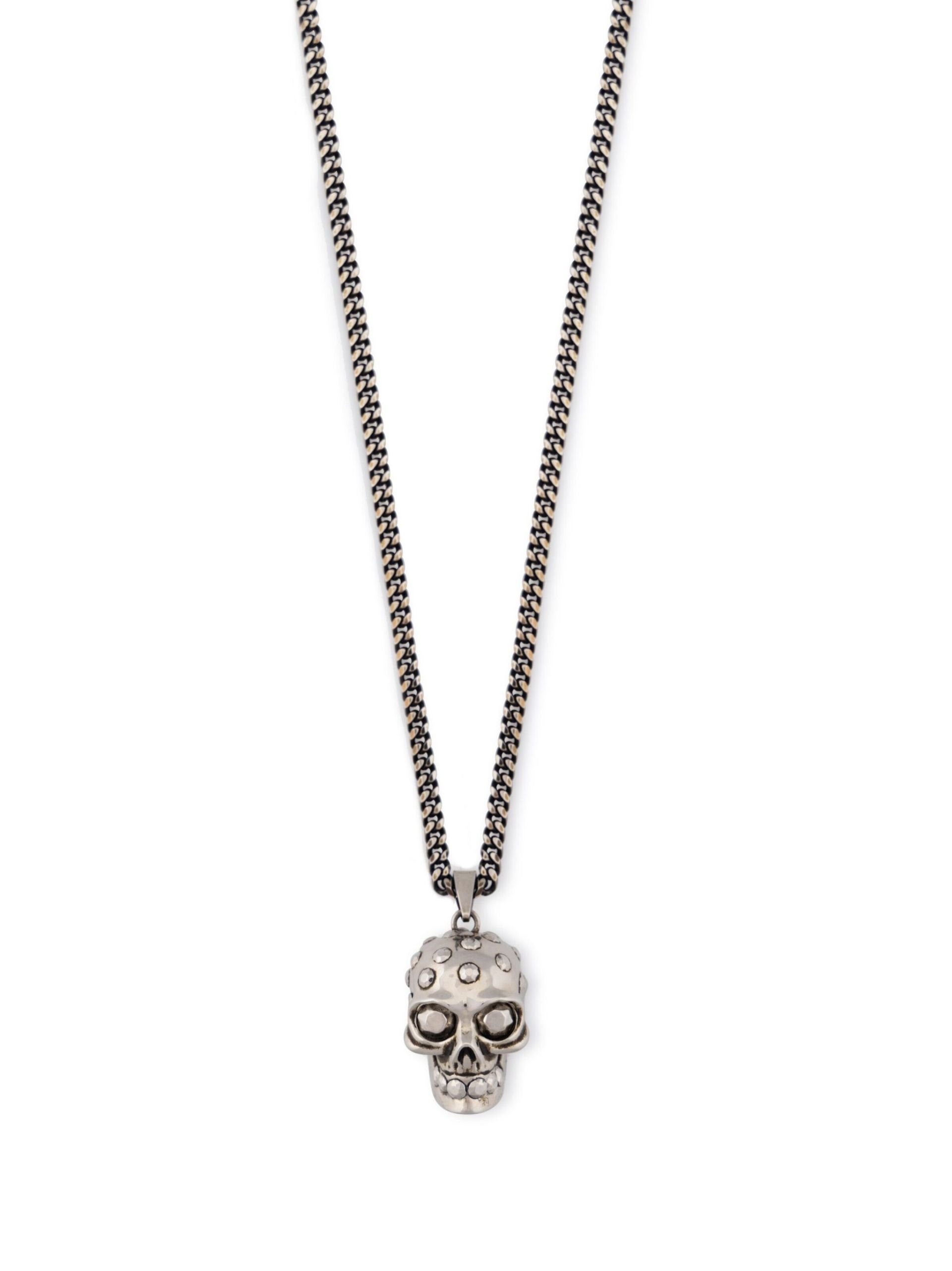 Silver-Tone The Knuckle Skull Necklace - 2