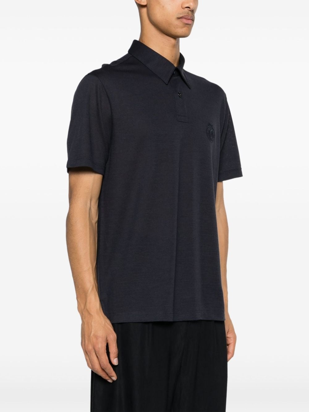 logo-embroidered wool polo shirt - 3