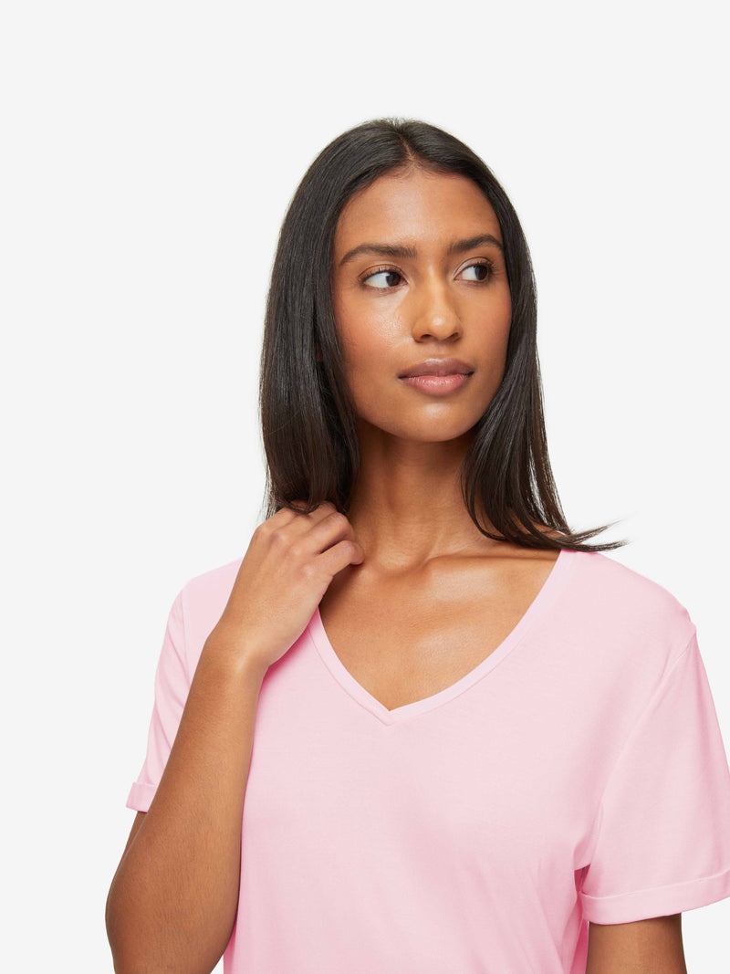 Women's V-Neck Sleep T-Shirt Lara Micro Modal Stretch Ballet Pink - 6