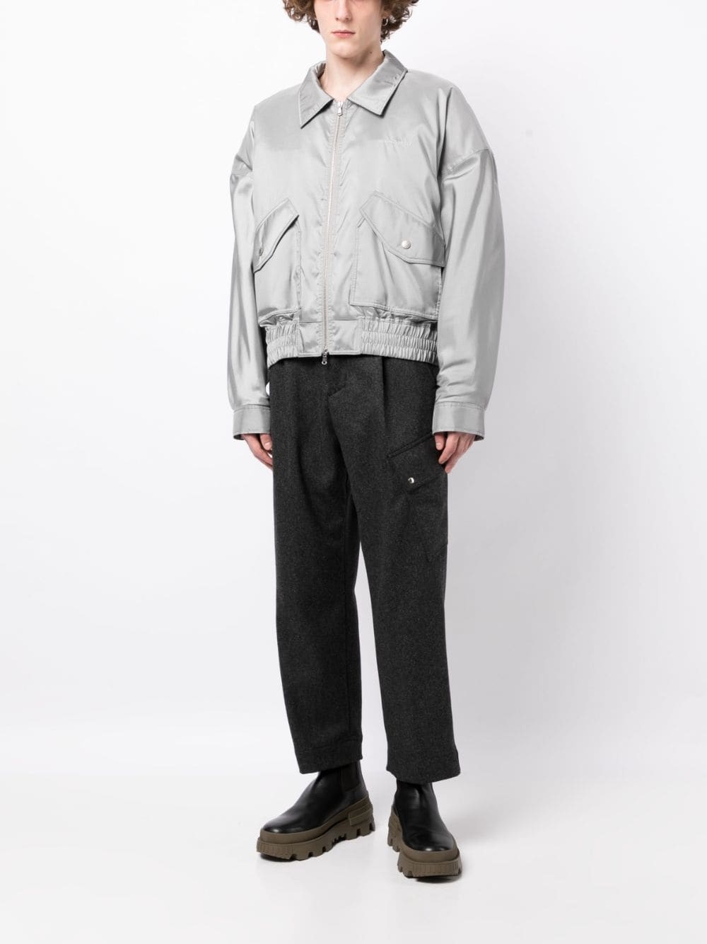 pleat-detail mid-rise cropped trousers - 2