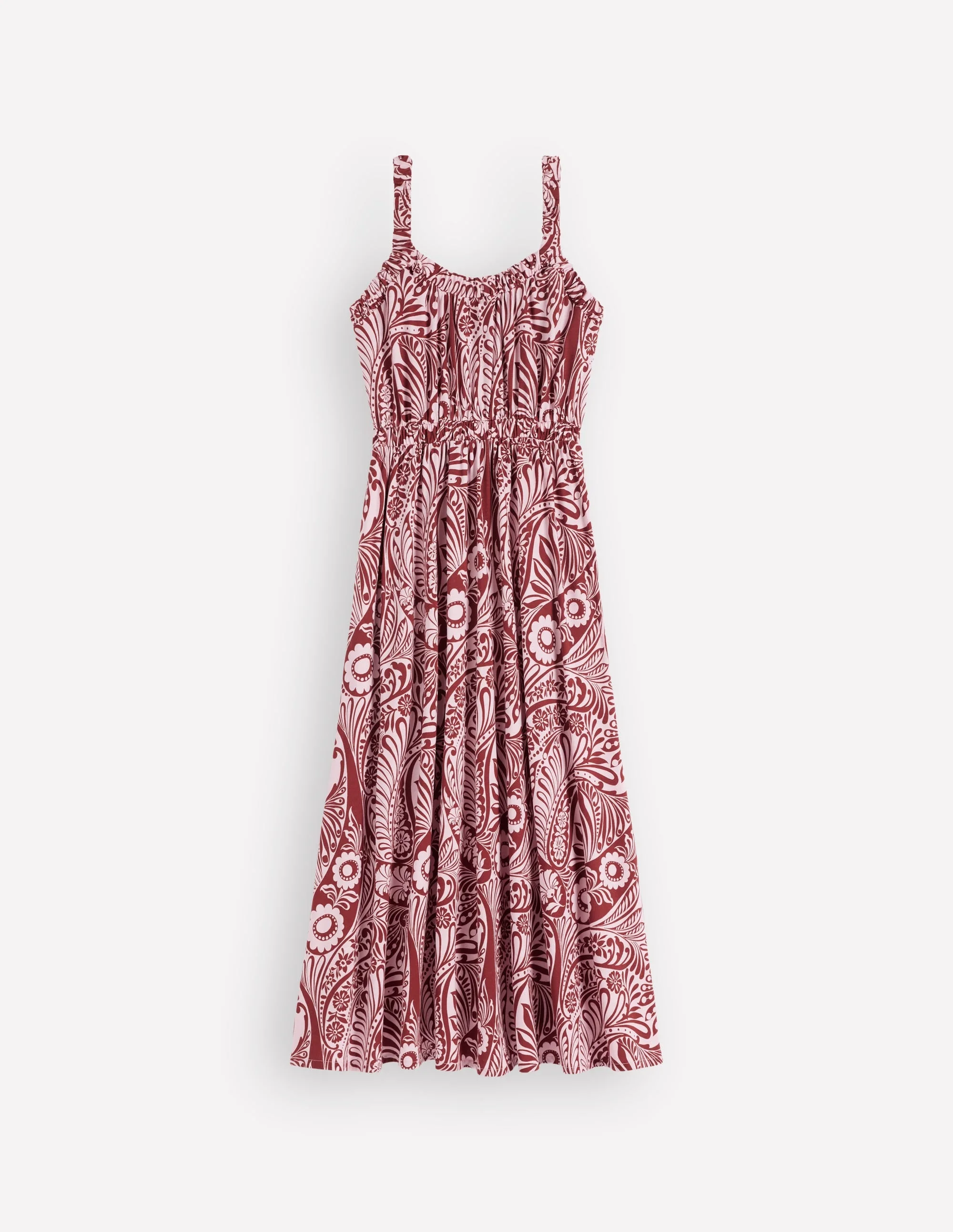 Scoop Neck Jersey Dress-Pink, Enchanted Paisley - 1