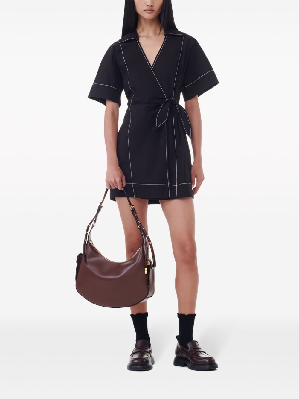 contrast-stitch mini dress - 2