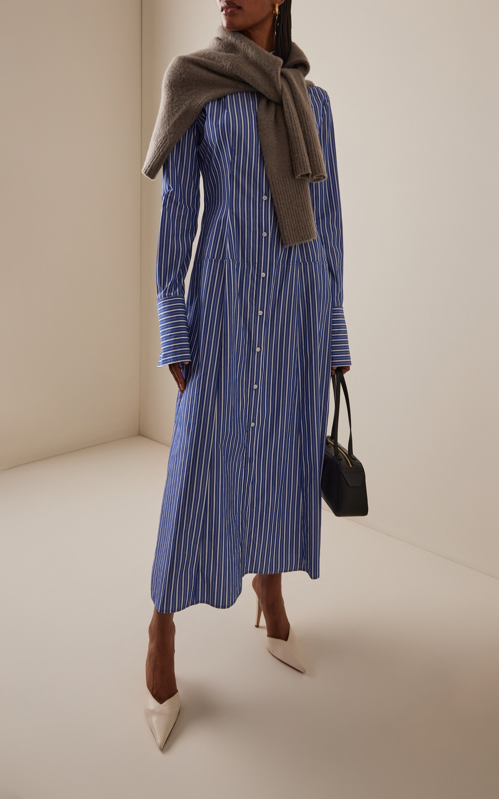The Sammy Pima Cotton Midi Shirt Dress stripe - 2