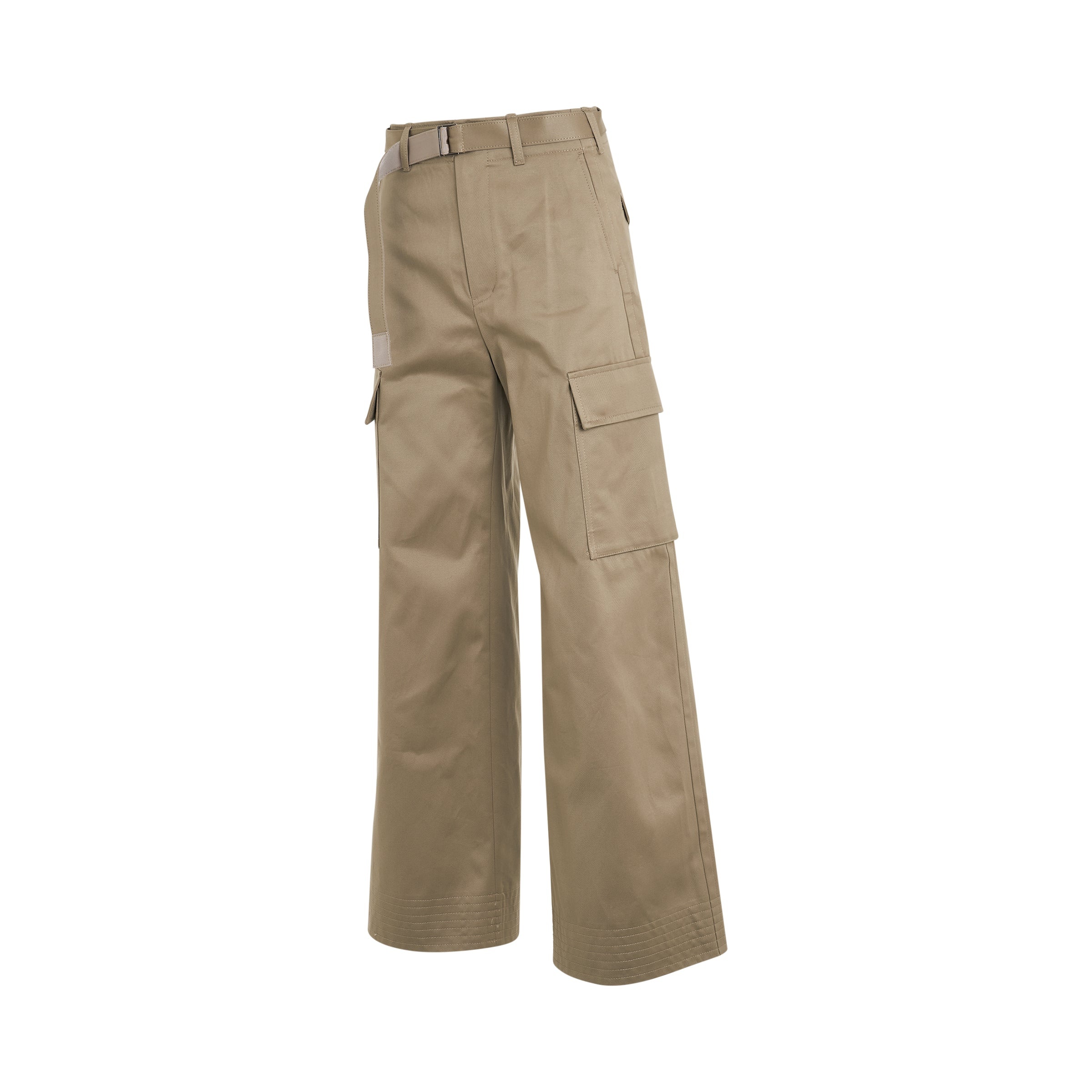 Cotton Gabardine Pants in Beige - 2