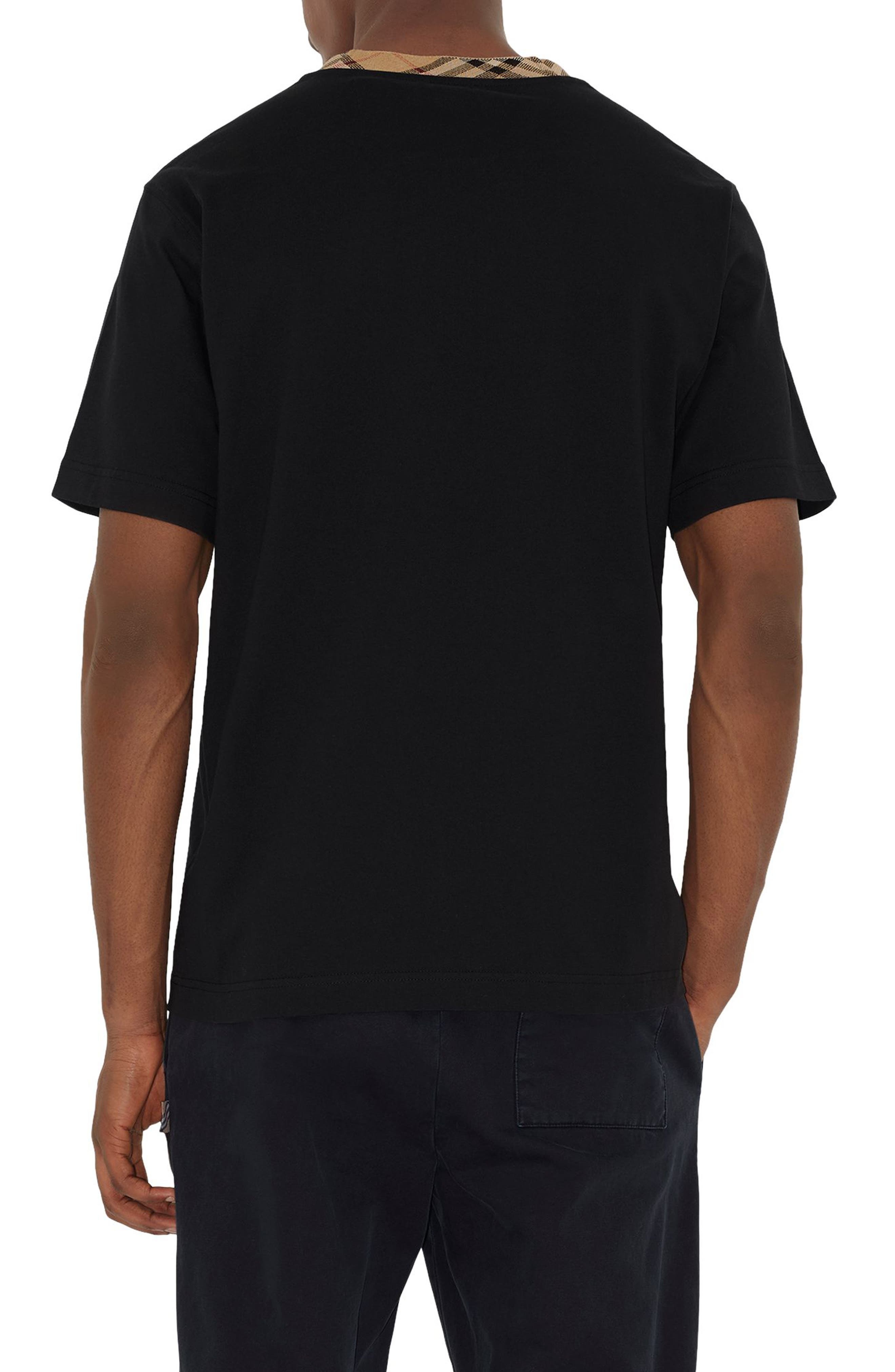 burberry Check Trim T-Shirt in Black at Nordstrom - 2