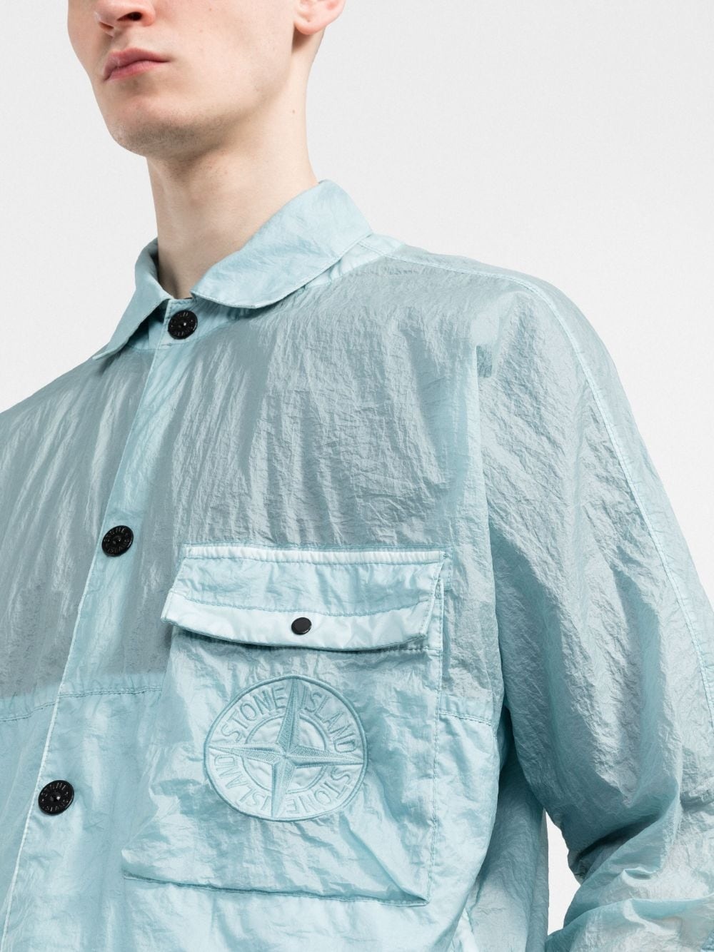 Compass-patch garment-dyed shirt jacket - 5