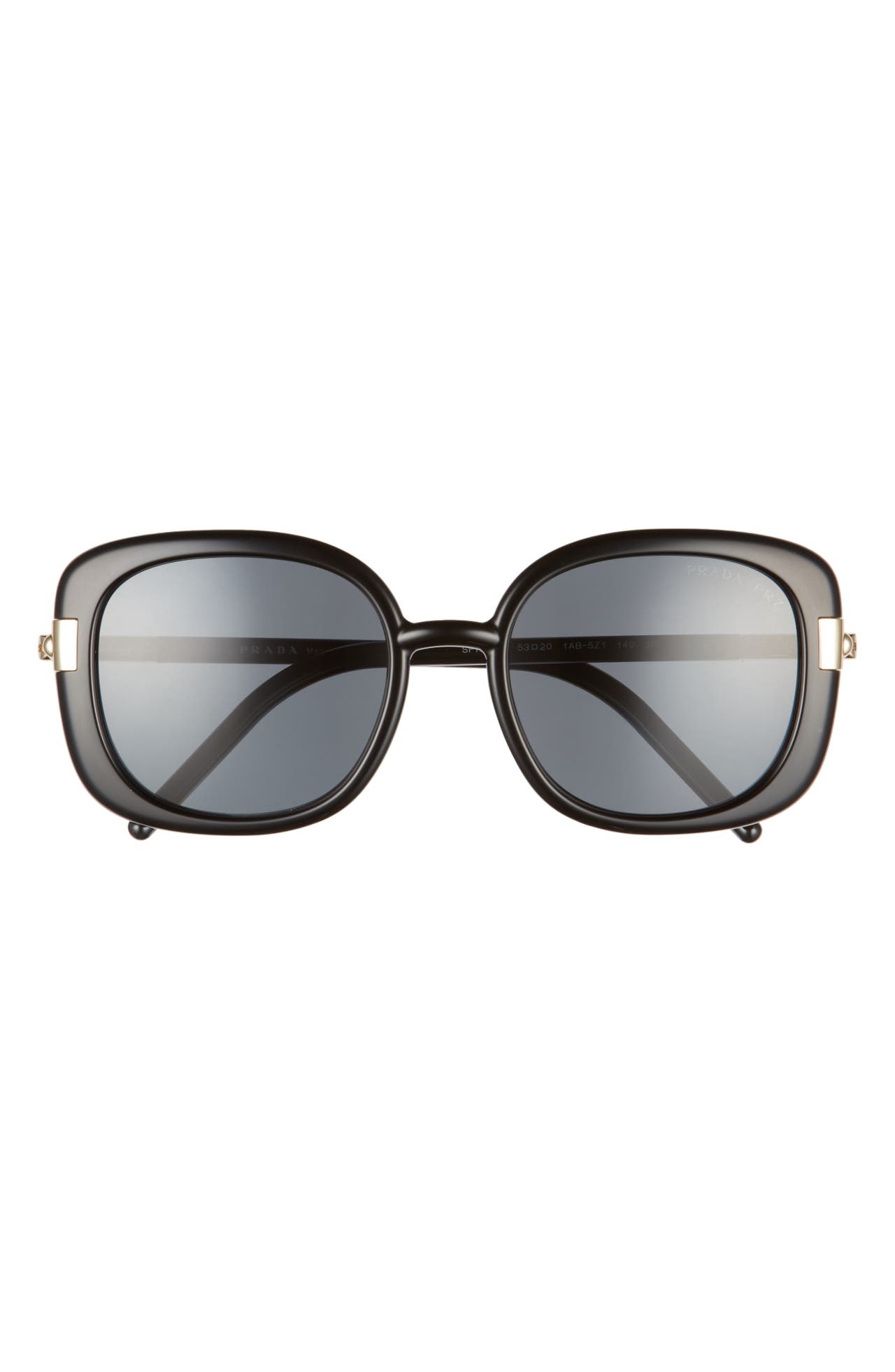 Prada Pillow 53mm Polarized Sunglasses in Black/Polarized Dark Grey at Nordstrom - 1