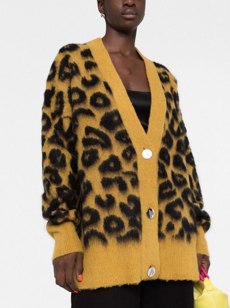 leopard-intarsia knitted cardigan - 5