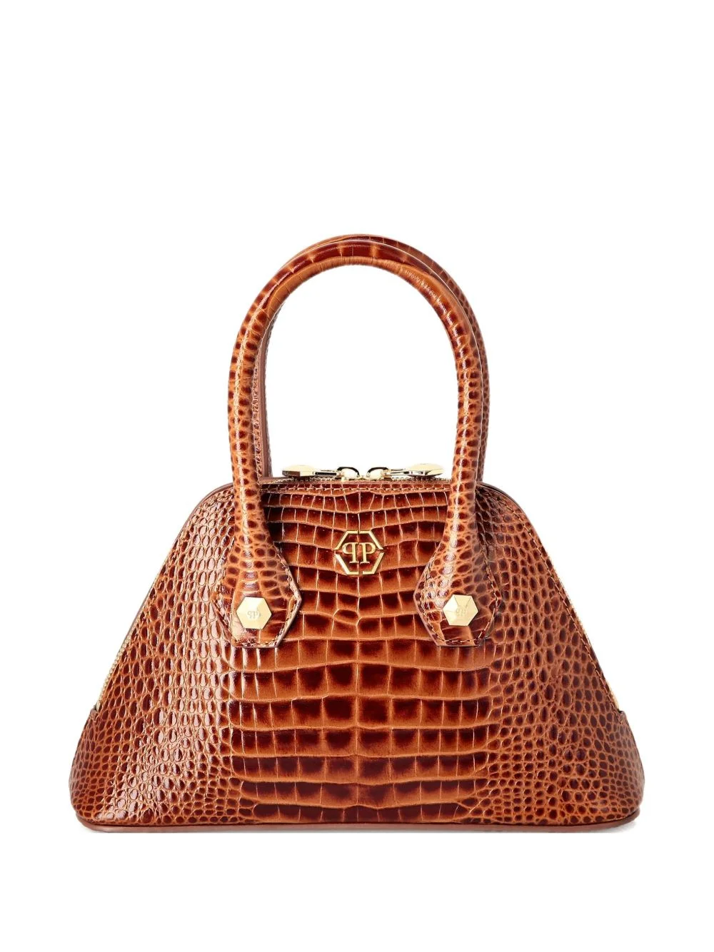 crocodile-effect top-handle tote bag - 1