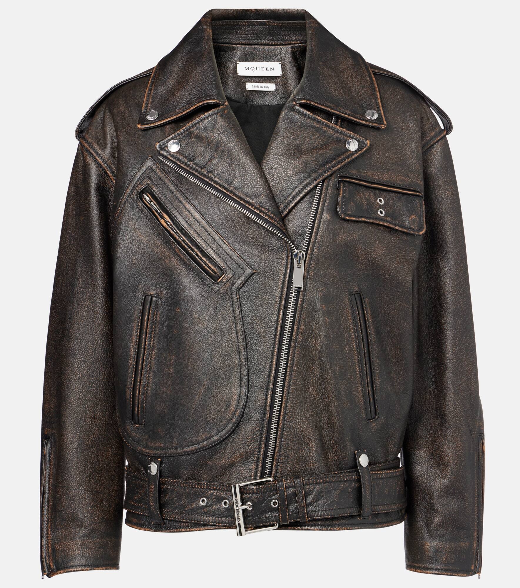 Leather biker jacket - 1