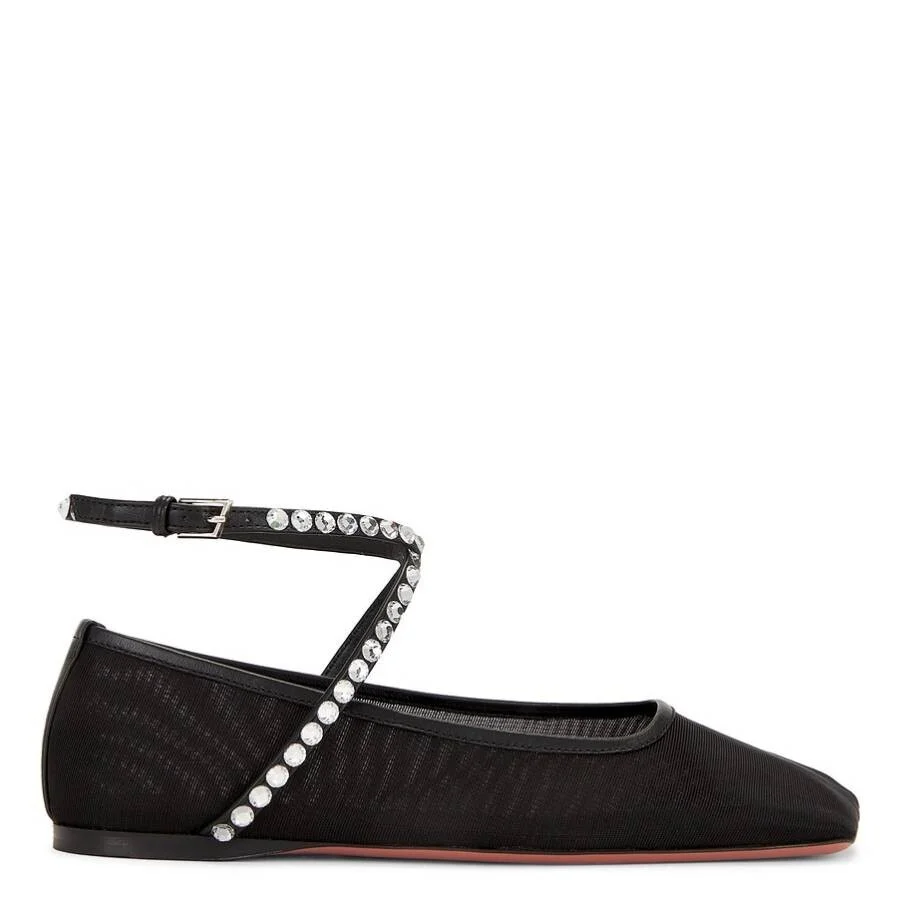 Amina Muaddi Ane Mesh Crystal Flats - 1