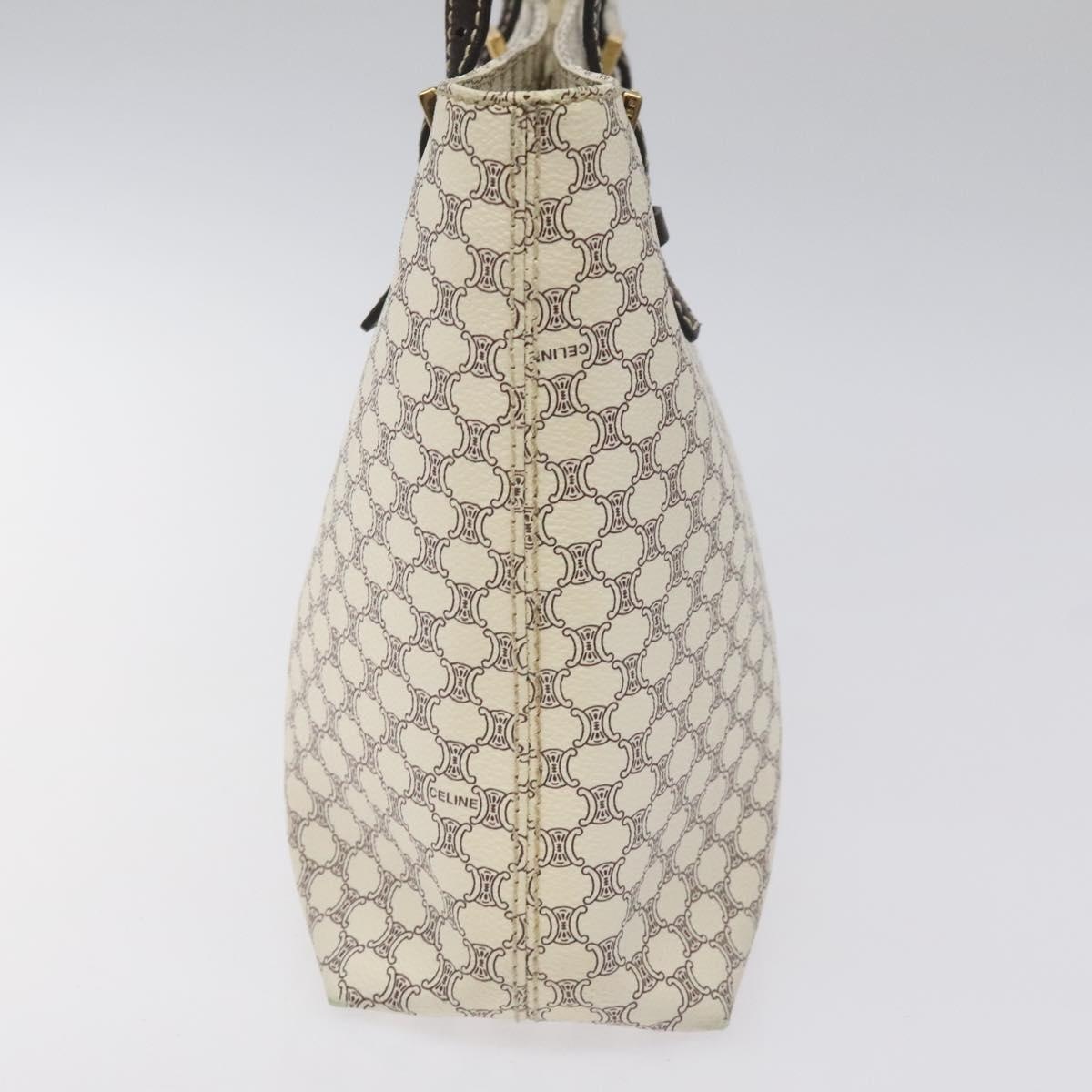 CELINE Macadam Canvas Tote Bag Pvc Leather Gold White - 4