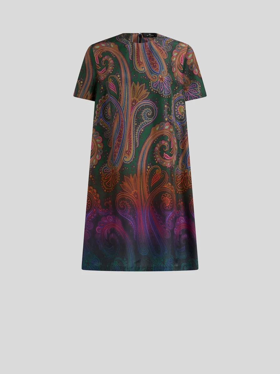 MINI SILK TUNIC DRESS WITH DEGRADÉ PAISLEY MOTIF - 1