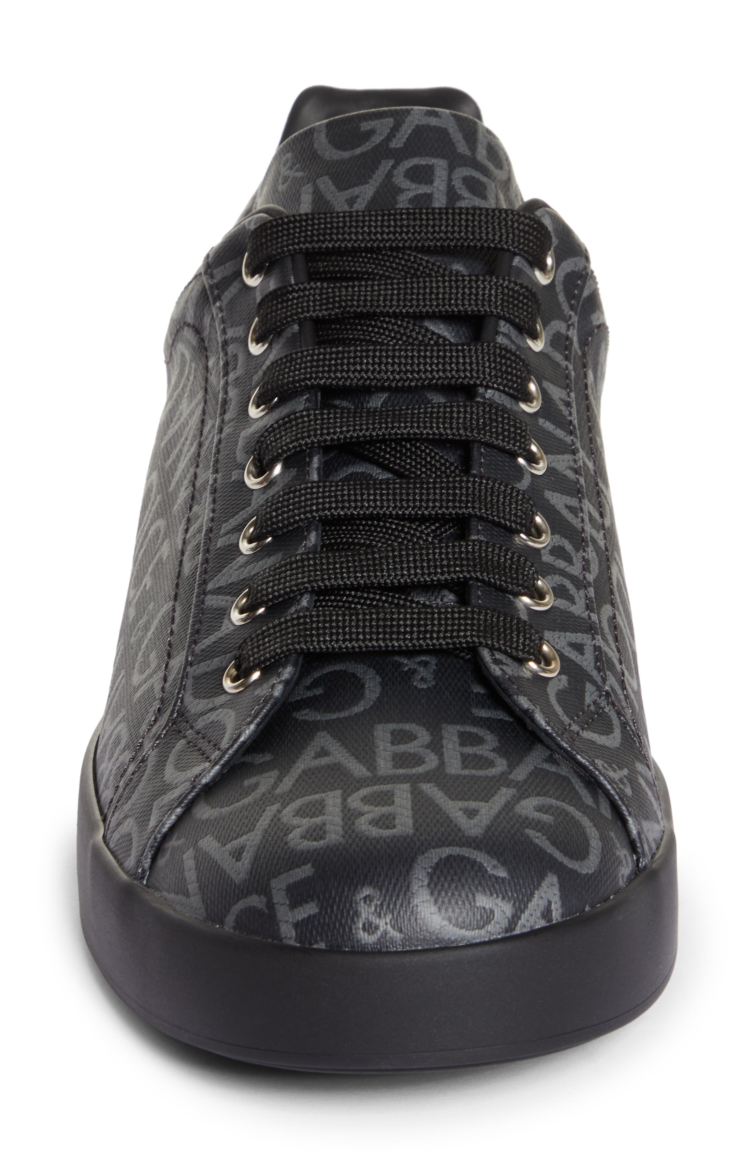 Dolce&Gabbana Portofino Logo Jacquard Sneaker in Black/Grey at Nordstrom - 4
