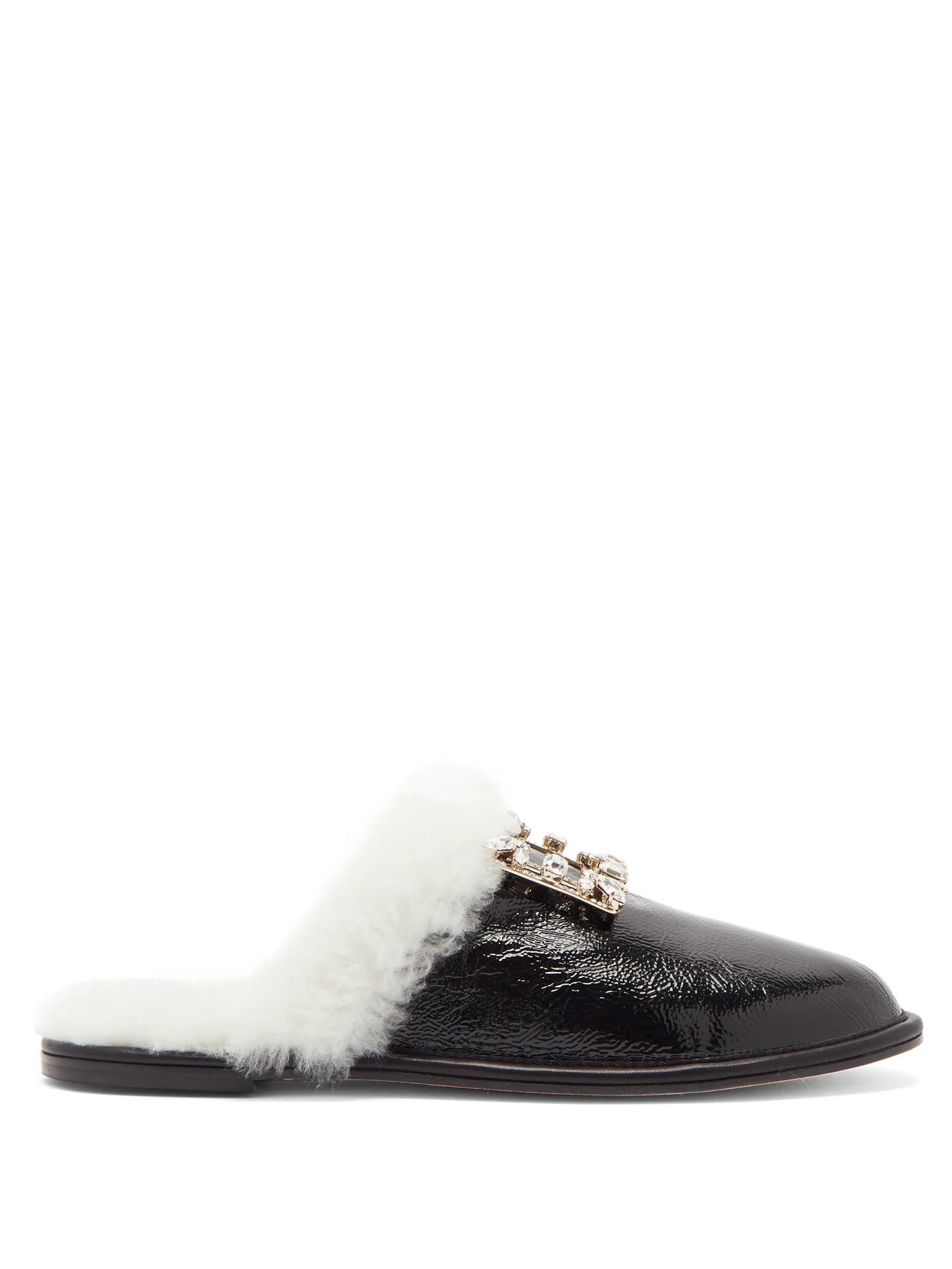 Hotel Vivier crystal-buckle shearling slippers - 1