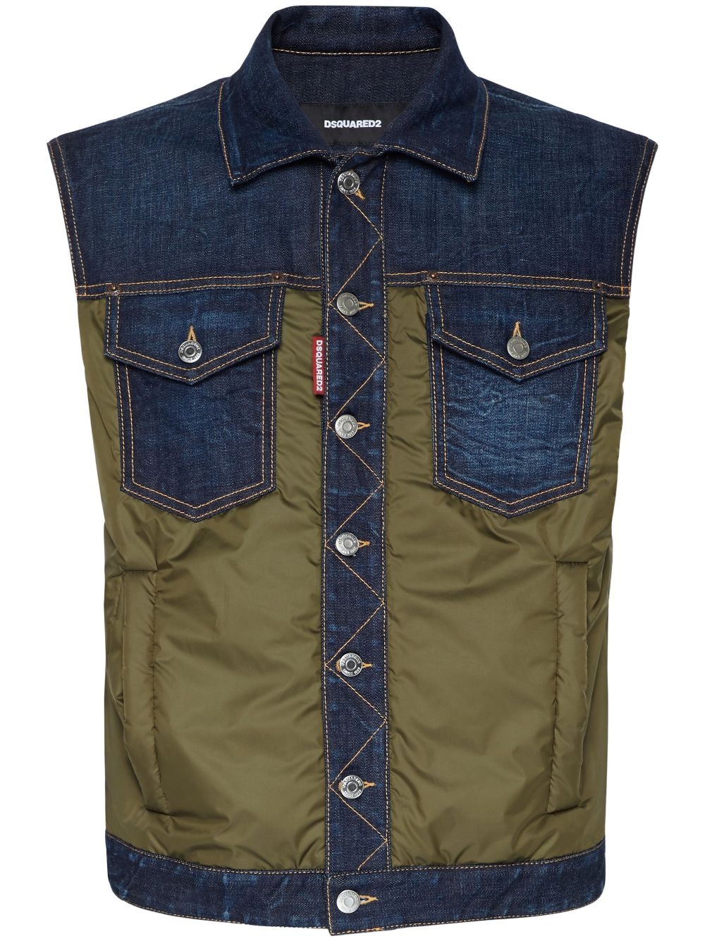 pocketed denim vest - 1