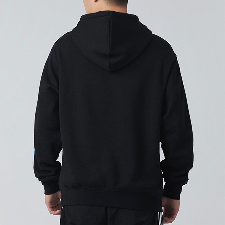 adidas originals Colorblock logo Printing Fleece Lined hooded Pullover Black GD2117 - 4