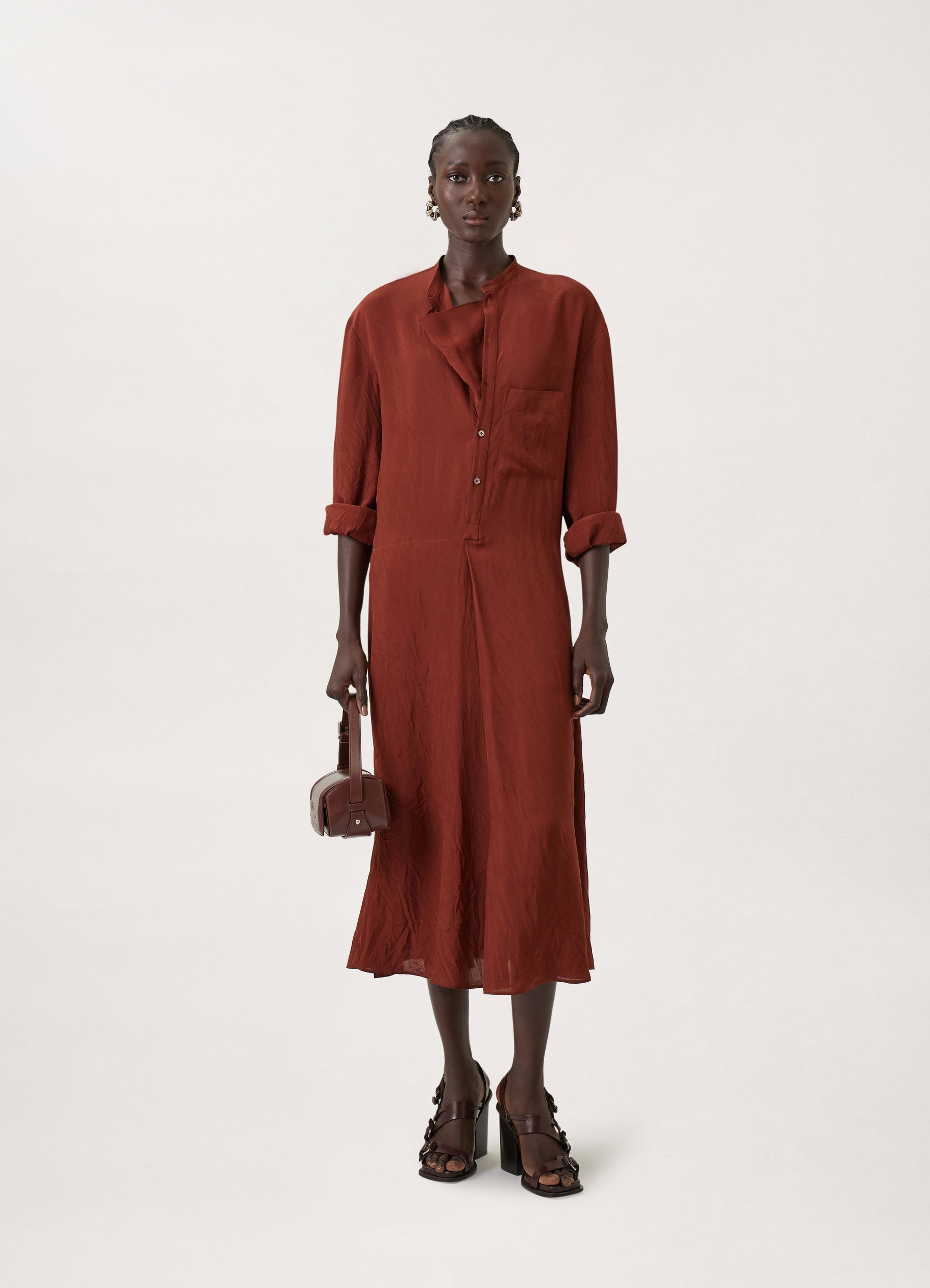 GUSSET COLLAR SHIRT DRESS
CRINKLED VISCOSE - 5