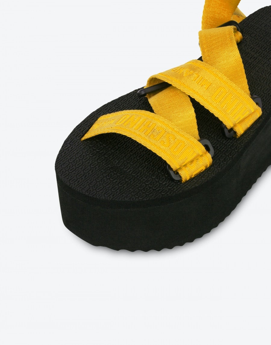 LOGO TAPE WEDGE SANDALS - 4