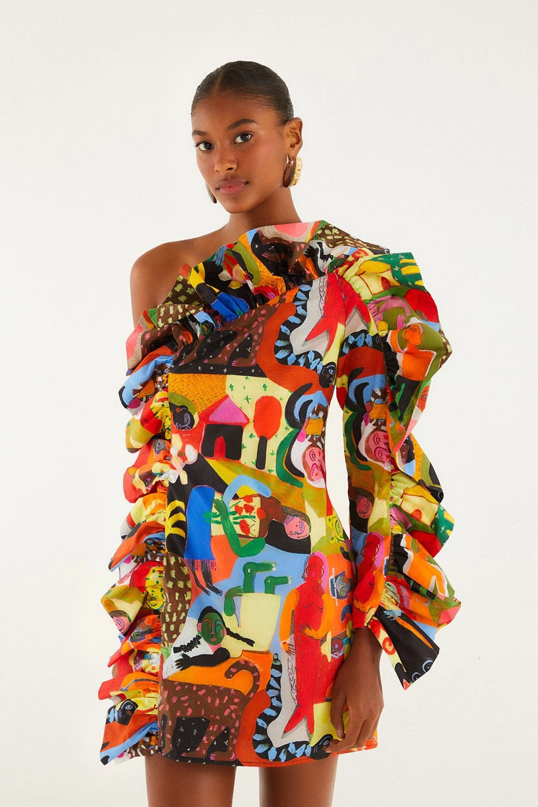 Ana Leovy Farm Rio Organic Cotton One Shoulder Mini Dress - 1