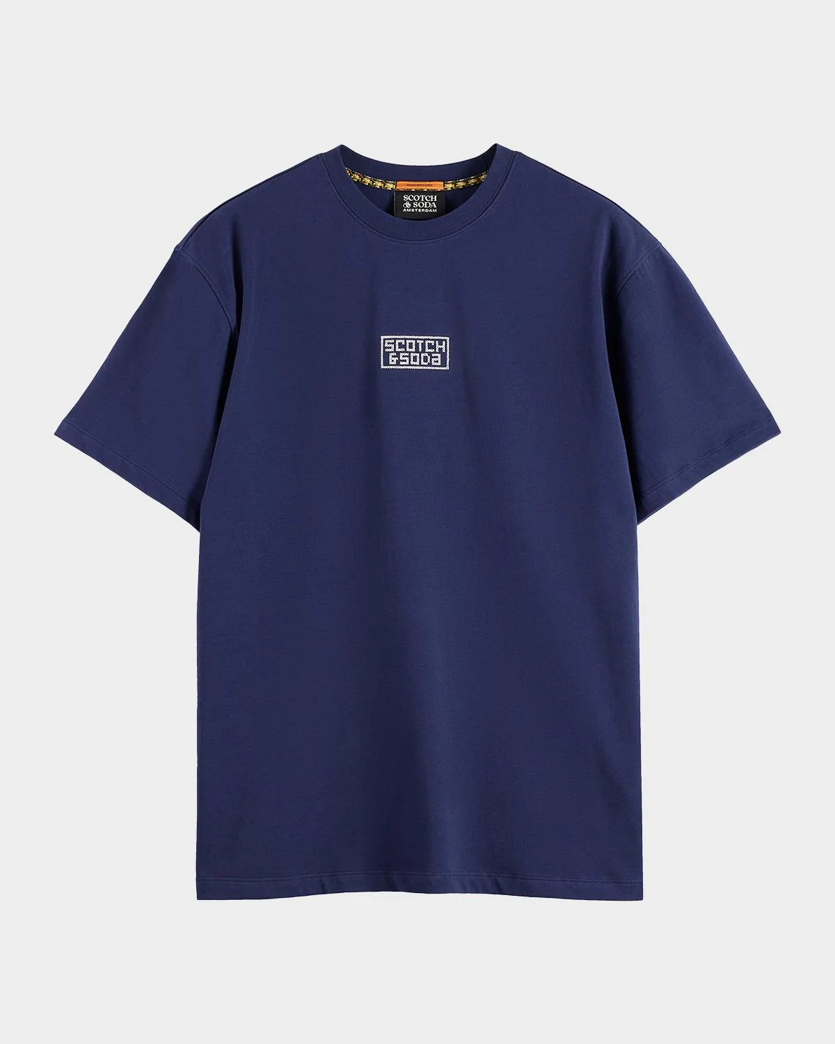 Men's Cotton Relaxed Fit Cross-Stitch Artwork T-Shirt - 1