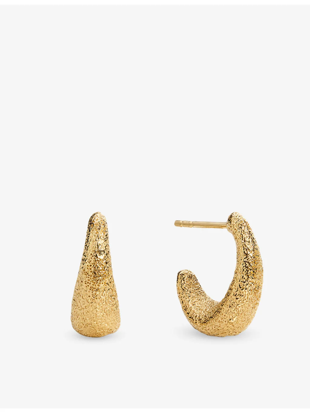 Antica Textured Small 18ct Yellow Gold Vermeil Hoop Earrings - 1