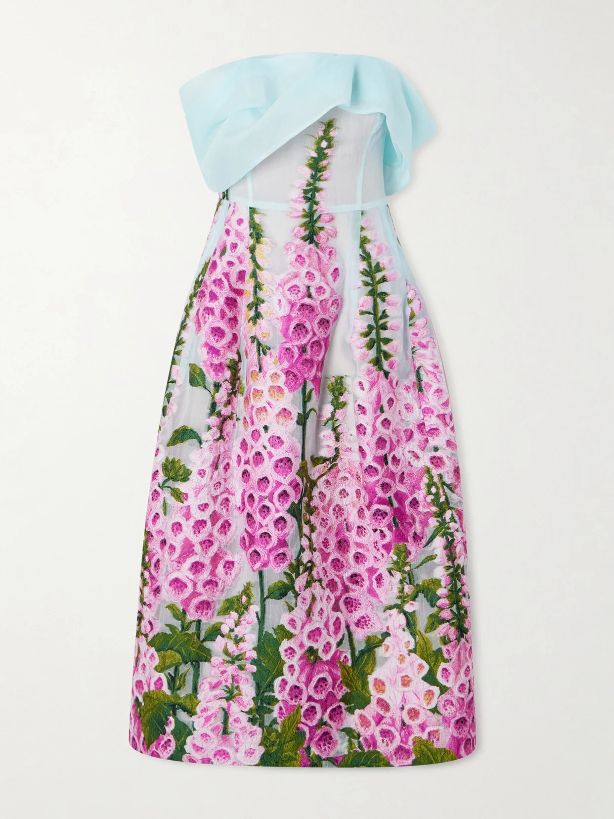 Off-the-shoulder Floral-appliquéd Organza Midi Dress - 1
